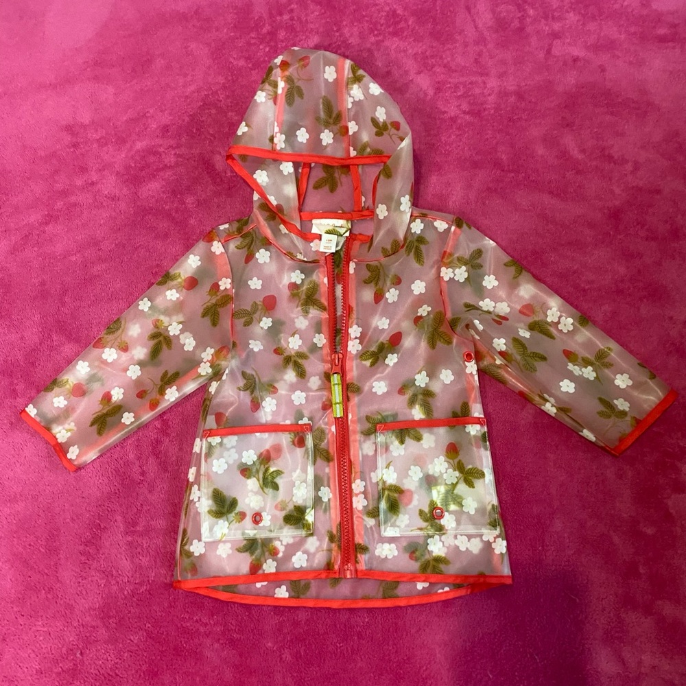 Cat & Jack Floral Raincoat with Red Trim